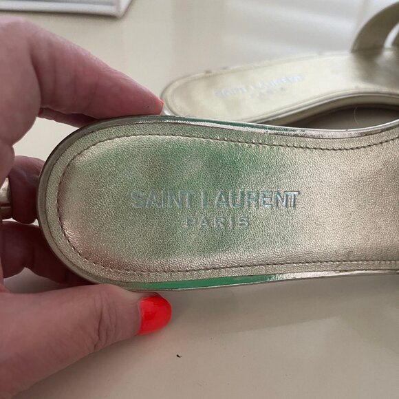 YSL PlatinumTribute Flat Slide Sandal - Run Small So Size Up ½ Size - Picture 5 of 10